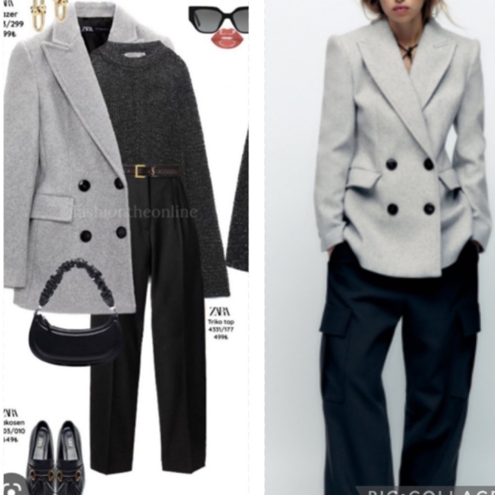 NWT Zara Tailored Double Breasted Blazer Size M
